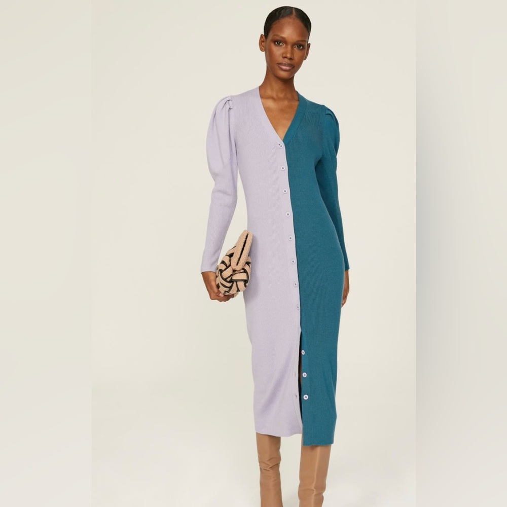 Busayo Midi Sweater Dress with Puff Sleeves